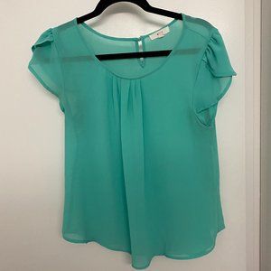 Short Sleeve Green Blouse